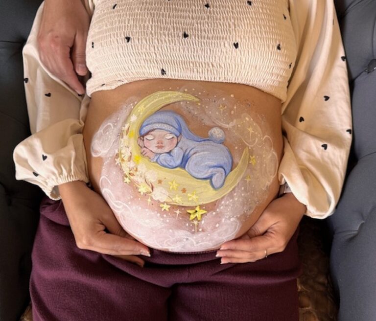 belly painting ventre femme enceinte lune 01